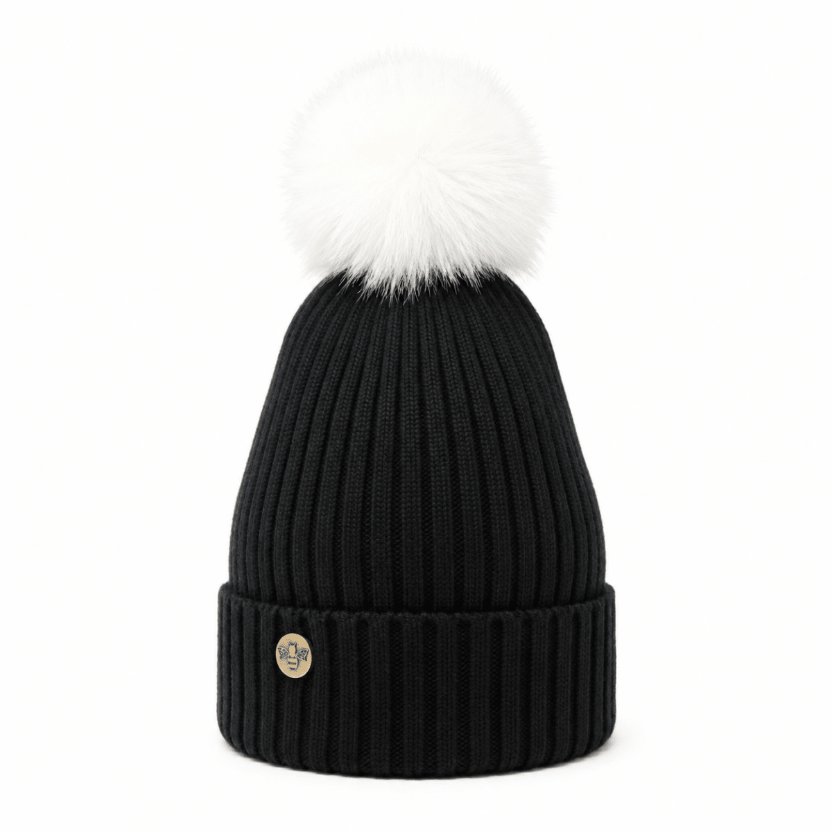 Woman's Knit Hat with Pom Pom and Fleece Lining - Black and White - Heritage Of Scotland -