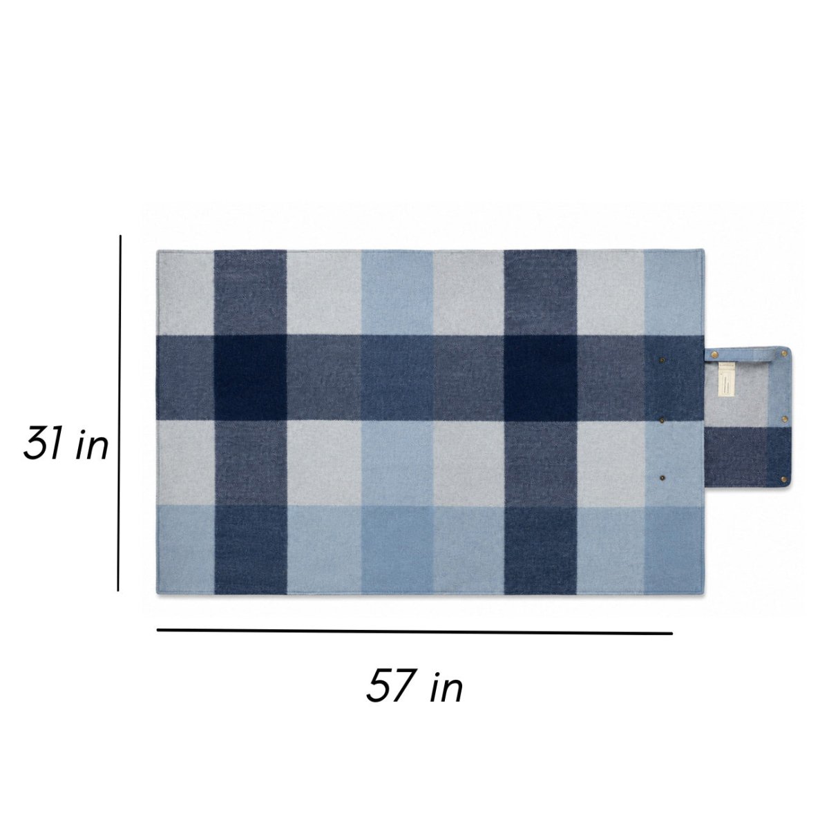 Woodside Check Foldaway Picnic Blanket With Carry Strap - Light Blue - Heritage Of Scotland -