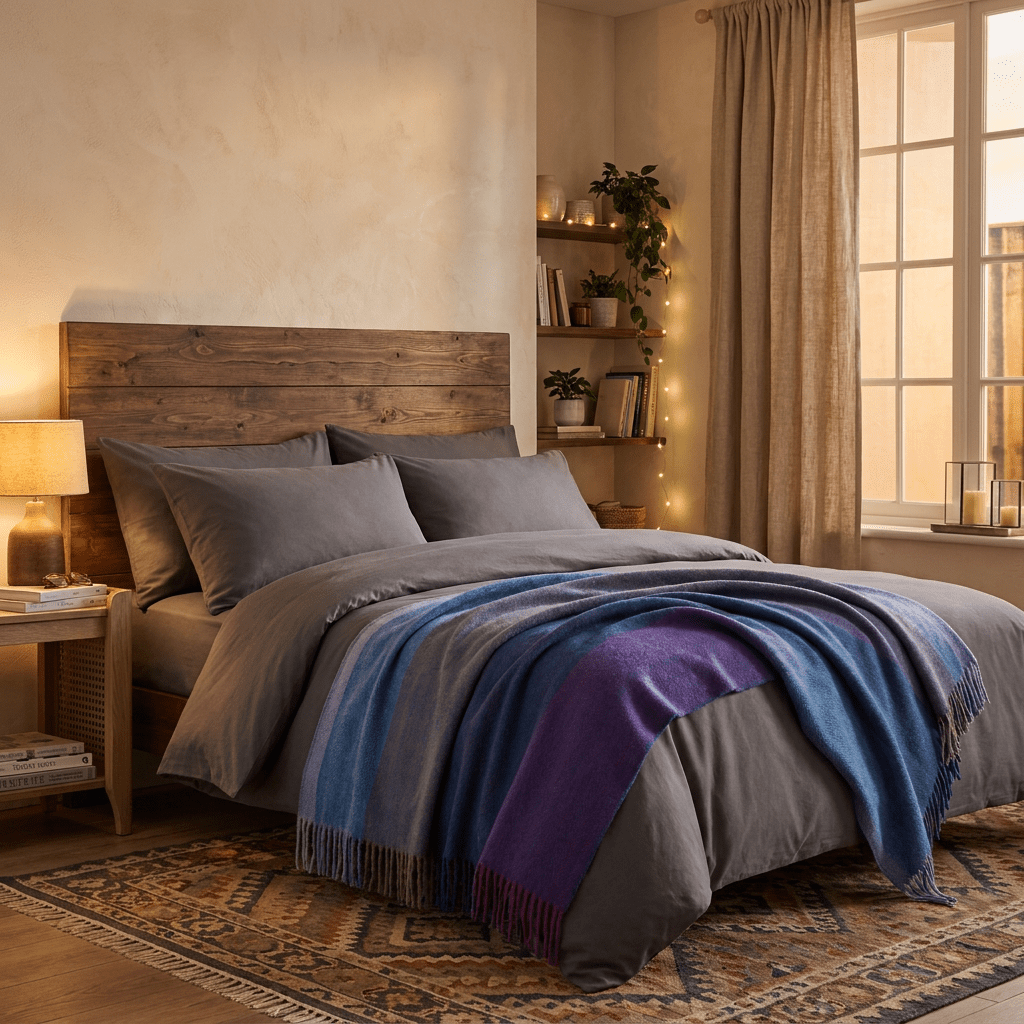 Woodside Check Wool-Blend Plaid Throw | Sofa & Bed Blanket - Turquoise & Pink - Heritage Of Scotland -
