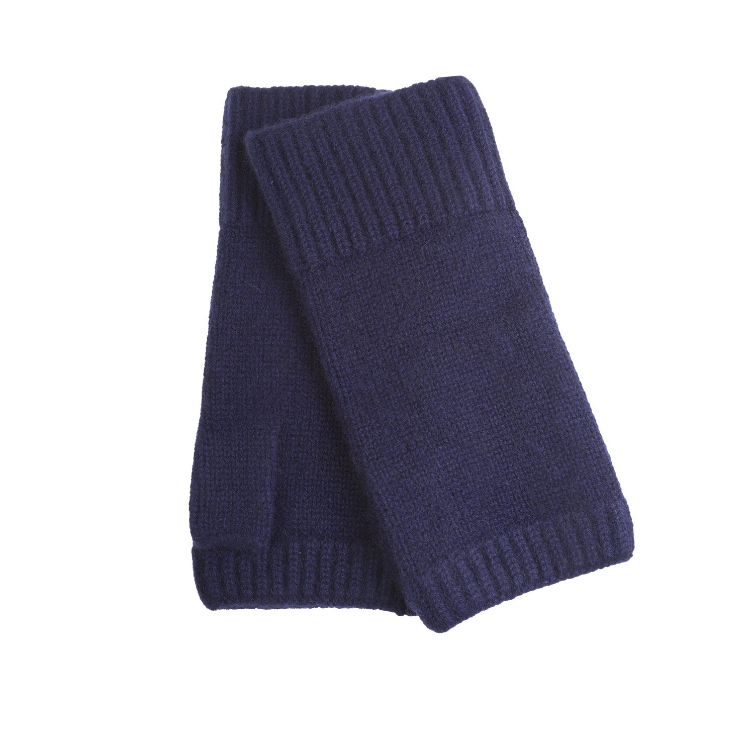 100% Cashmere Ladies Rib Wristlet Navy - Heritage Of Scotland - NAVY