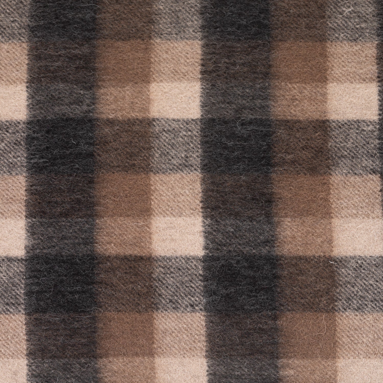 Edinburgh 100% Lambswool Scarf Big Check Natural Brown - Heritage Of Scotland - BIG CHECK NATURAL BROWN