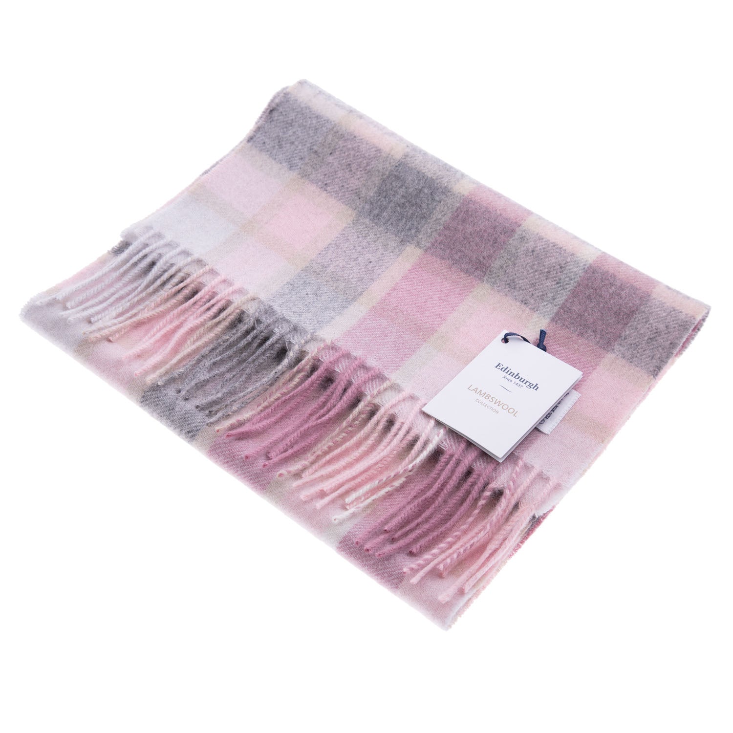 Edinburgh 100% Lambswool Tartan Scarf Artillery Check Light Pink - Heritage Of Scotland - ARTILLERY CHECK LIGHT PINK