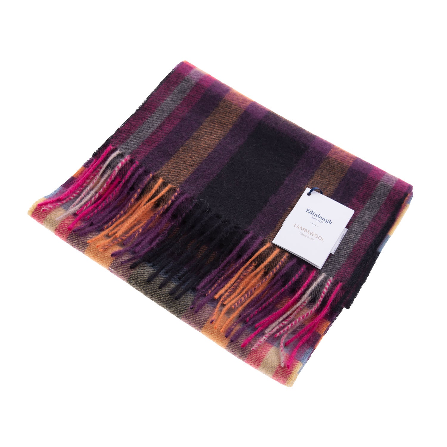 Edinburgh 100% Lambswool Tartan Scarf Deco Check Ginger - Heritage Of Scotland - DECO CHECK GINGER