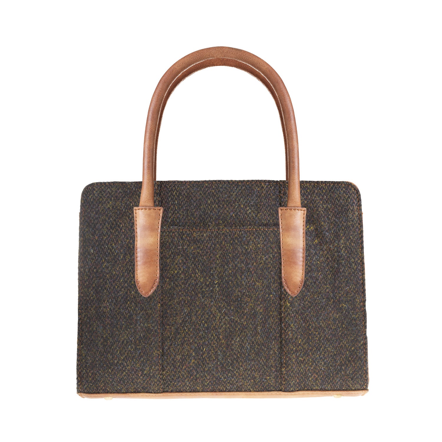 Ladies Ht Leather Hand Bag Dark Brown Barleycorn / Tan - Heritage Of Scotland - DARK BROWN BARLEYCORN / TAN