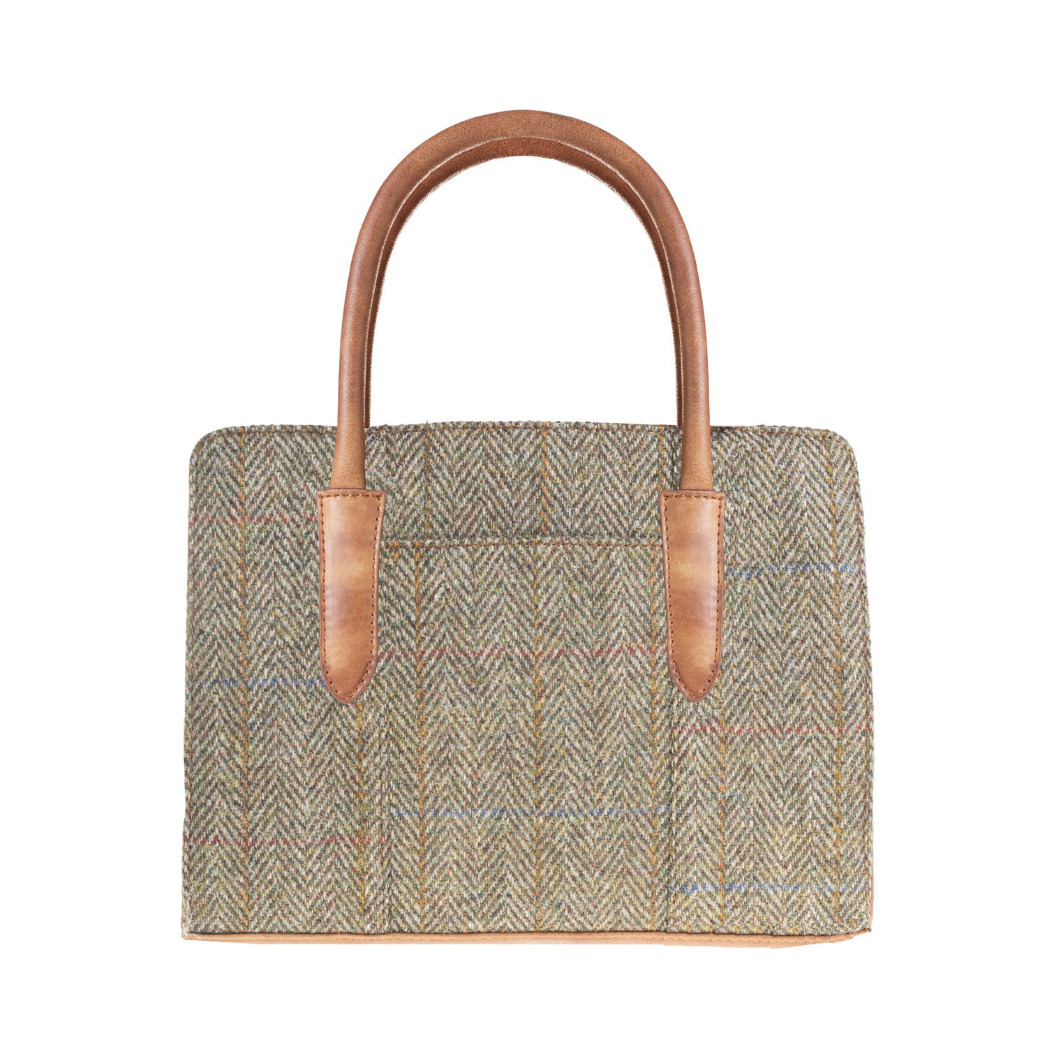 Ladies Ht Leather Hand Bag Lt Brown Check / Tan - Heritage Of Scotland - LT BROWN CHECK / TAN