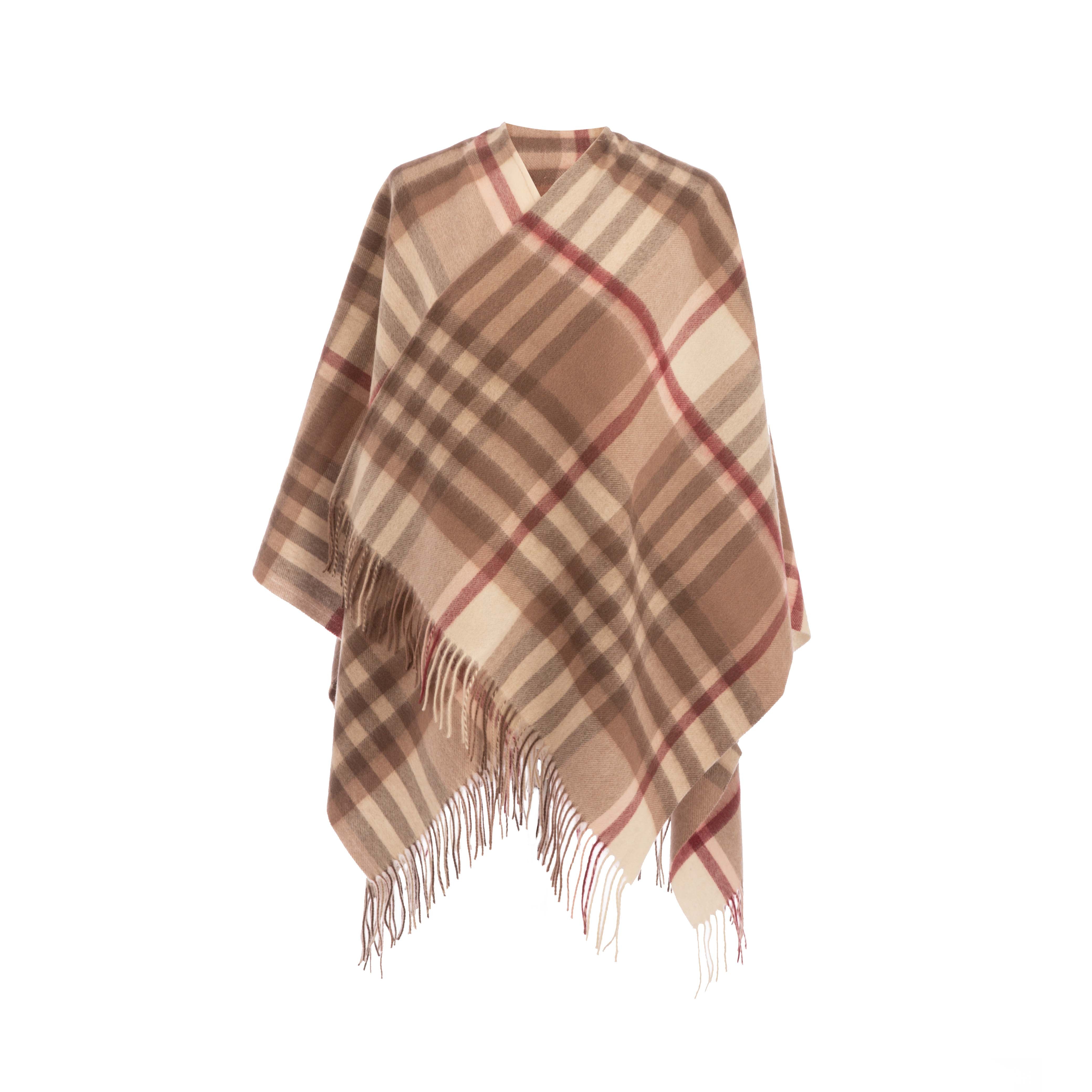 Ladies Mini Lambswool Cape Chequer Shrimp (24530) (One Size) - Heritage Of Scotland - CHEQUER SHRIMP (24530)