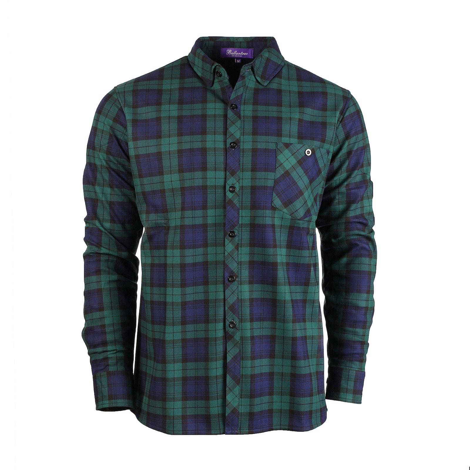 Men's Plaid Velour Lined Check Shirt Black Watch - Heritage Of Scotland - BLACK WATCH