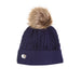 100% Acrylic Cable Pom Hat Fleece Band Navy/Natural Mix - Heritage Of Scotland - NAVY/NATURAL MIX