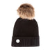 100% Acrylic Rib Pom Hat Fleece Band Black/Natural Mix - Heritage Of Scotland - BLACK/NATURAL MIX