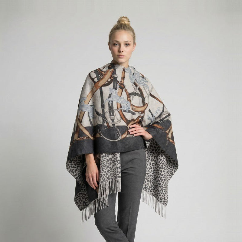 100% Cashmere Cape Belt Design - GREY - Heritage Of Scotland -