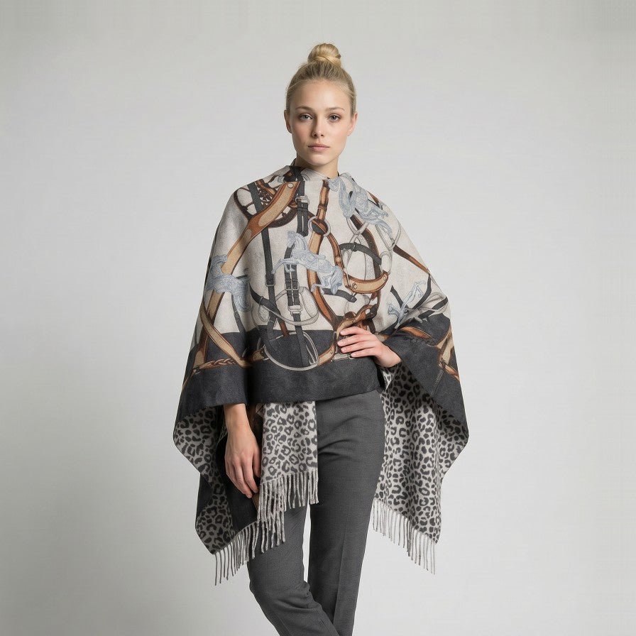 100% Cashmere Cape Belt Design - GREY - Heritage Of Scotland -
