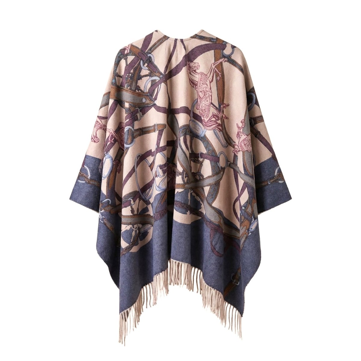 100% Cashmere Cape Belt Design - TOAST NAVY / 127 X 127 - Heritage Of Scotland -