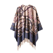 100% Cashmere Cape Belt Design - TOAST NAVY / 127 X 127 - Heritage Of Scotland -
