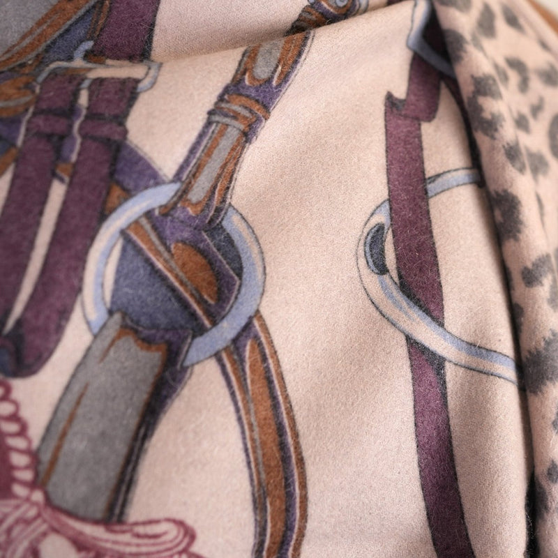 100% Cashmere Cape Belt Design - TOAST NAVY / 127 X 127 - Heritage Of Scotland -