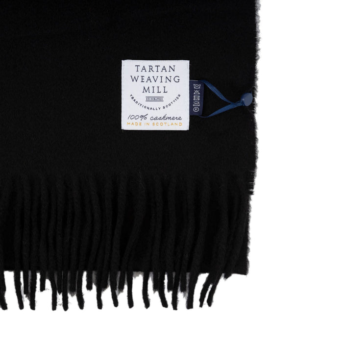 100% Cashmere Check Scarf Black - Heritage Of Scotland - BLACK