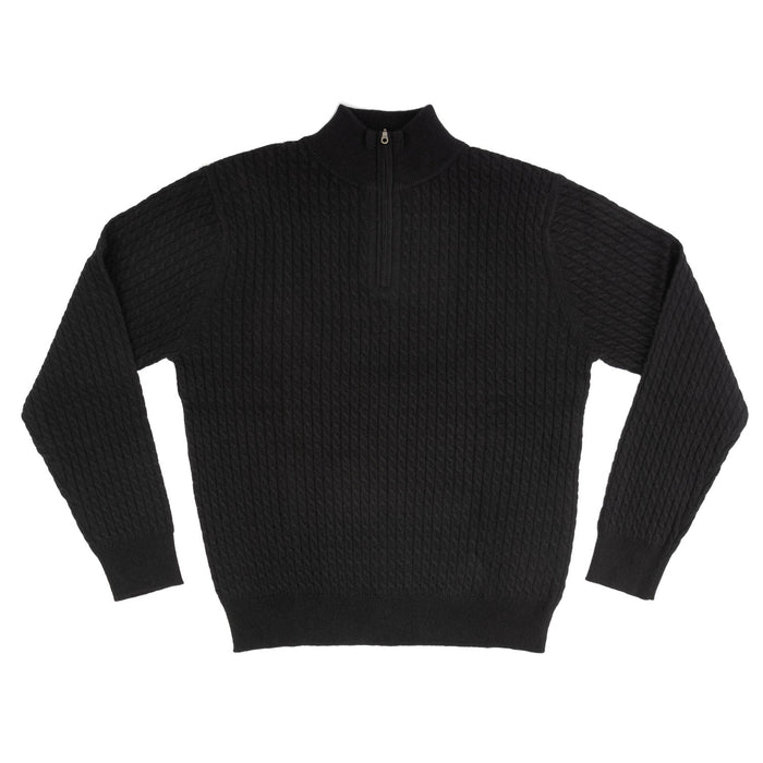 100% Cashmere Gents 1/2 Zip Sweater - Heritage Of Scotland - BLACK