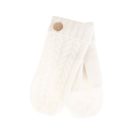 100% Cashmere Ladies Cable Rib Mittens Cloud Dancer - Heritage Of Scotland - CLOUD DANCER