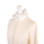 100% Cashmere Ladies Crew Cardigan - Cloud White - Heritage Of Scotland - XS