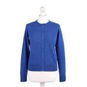 100% Cashmere Ladies Crew Cardigan - Cornflower - Heritage Of Scotland - XS