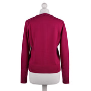 100% Cashmere Ladies Crew Cardigan - Fuchsia - Heritage Of Scotland - XS