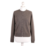 100% Cashmere Ladies Crew Cardigan - Vaper Mid Brown - Heritage Of Scotland - XS