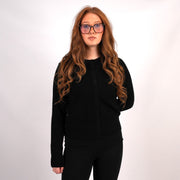 100% Cashmere Ladies NEW Crew Cardigan Black - Heritage Of Scotland - XS