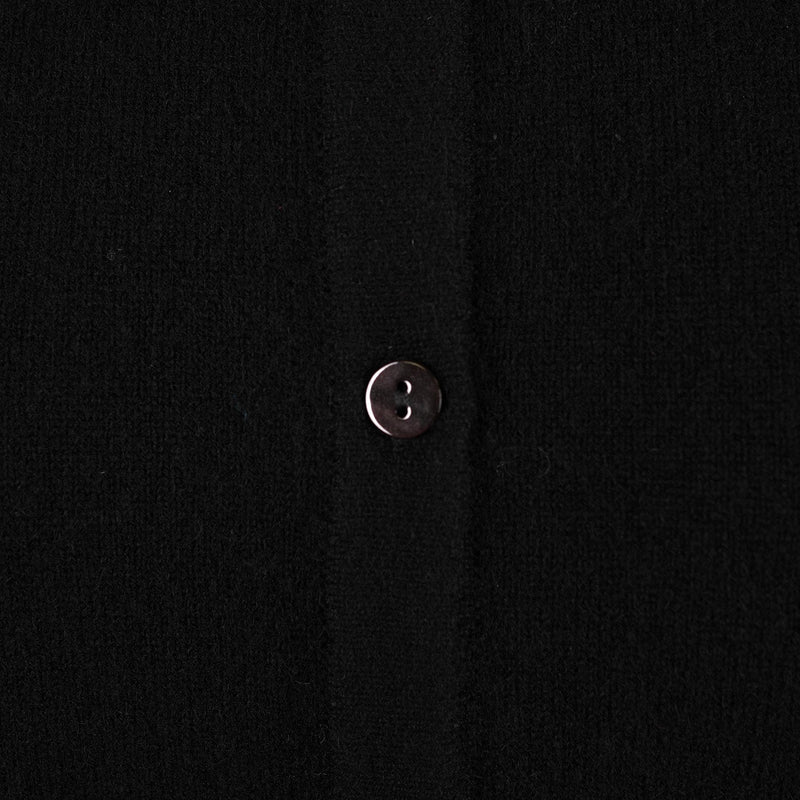 100% Cashmere Ladies NEW Crew Cardigan Black - Heritage Of Scotland - XS