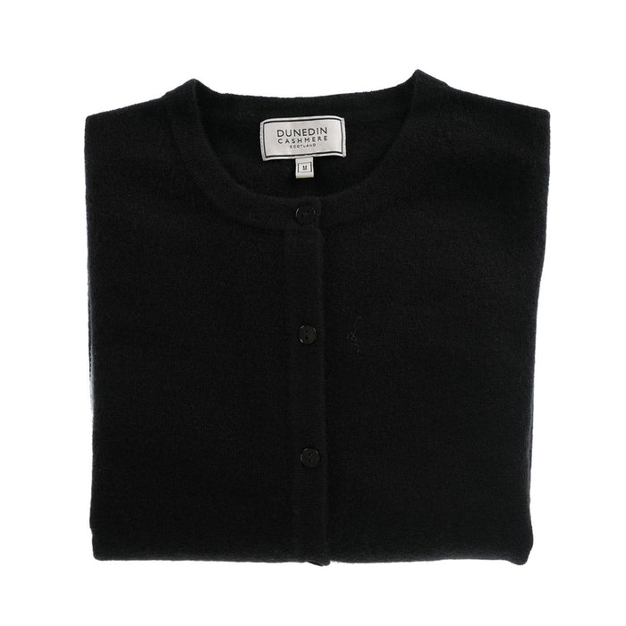 100% Cashmere Ladies NEW Crew Cardigan Black - Heritage Of Scotland - XS