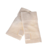 100% Cashmere Ladies Rib Wristlet White - Heritage Of Scotland - WHITE