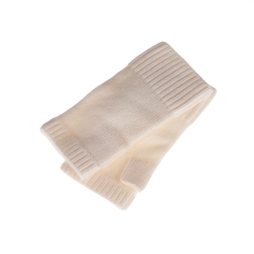 100% Cashmere Ladies Rib Wristlet White - Heritage Of Scotland - WHITE