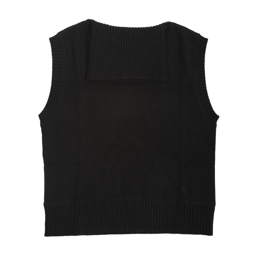 100% Cashmere Ladies Sleeveless Roll Black With Sequin - Heritage Of Scotland - BLACK WITH SEQUIN