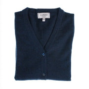 100% Cashmere Ladies V Neck Cardigan - Astral - Heritage Of Scotland - XS