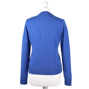 100% Cashmere Ladies V Neck Cardigan Cornflower - Heritage Of Scotland - XS