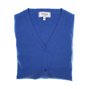 100% Cashmere Ladies V Neck Cardigan Cornflower - Heritage Of Scotland - XS