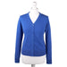 100% Cashmere Ladies V Neck Cardigan Cornflower - Heritage Of Scotland - XS