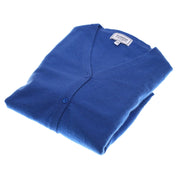 100% Cashmere Ladies V Neck Cardigan Cornflower - Heritage Of Scotland - XS