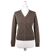 100% Cashmere Ladies V Neck Cardigan Olive - Heritage Of Scotland - XL