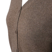 100% Cashmere Ladies V Neck Cardigan Olive - Heritage Of Scotland - XL