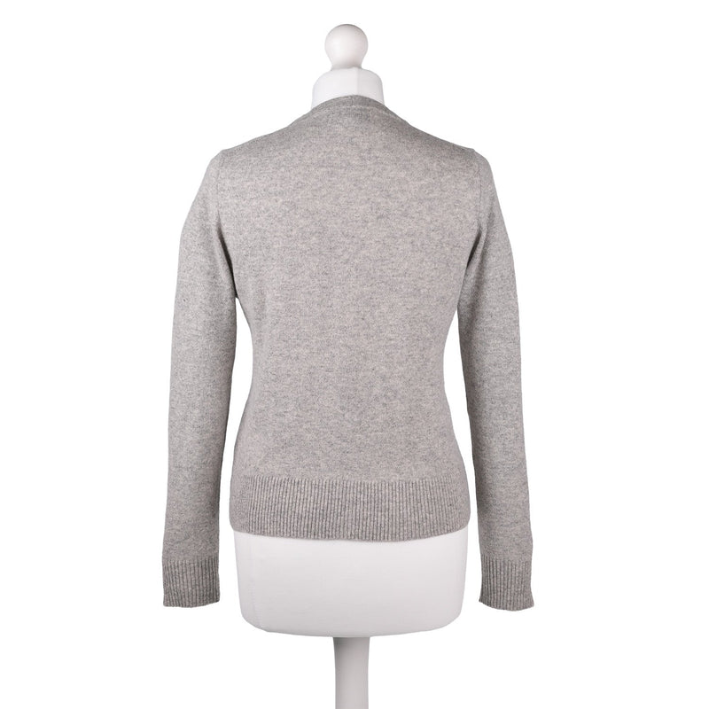 100% Cashmere Ladies V Neck Cardigan Oyster - Heritage Of Scotland - XS