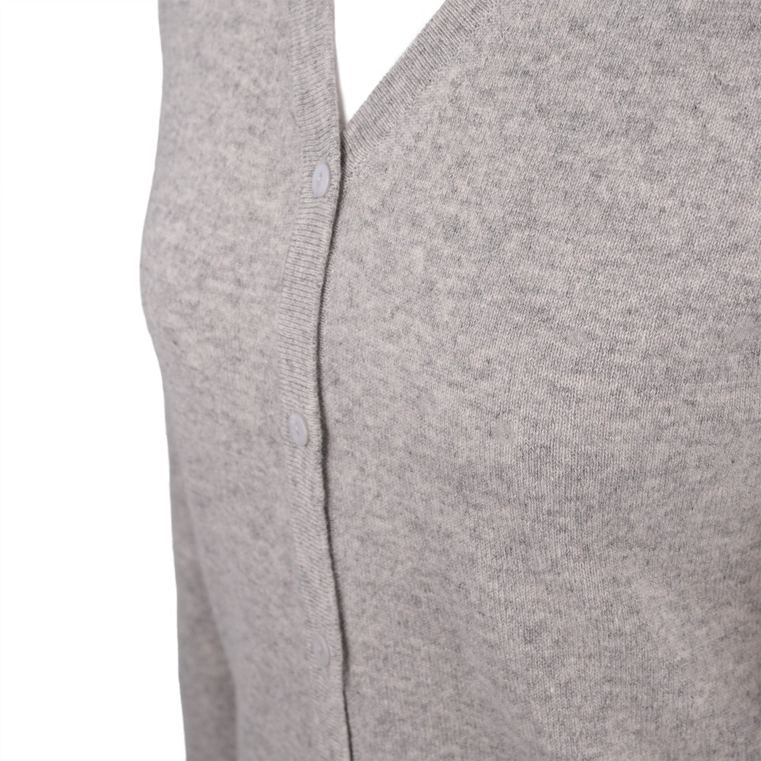 100% Cashmere Ladies V Neck Cardigan Oyster - Heritage Of Scotland - XS