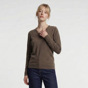 100% Cashmere Ladies V Neck Jumper - Olive - Heritage Of Scotland - OLIVE / XS
