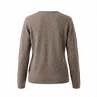 100% Cashmere Ladies V Neck VAPER MID BROWN - Heritage Of Scotland - XS