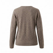 100% Cashmere Ladies V Neck VAPER MID BROWN - Heritage Of Scotland - XS