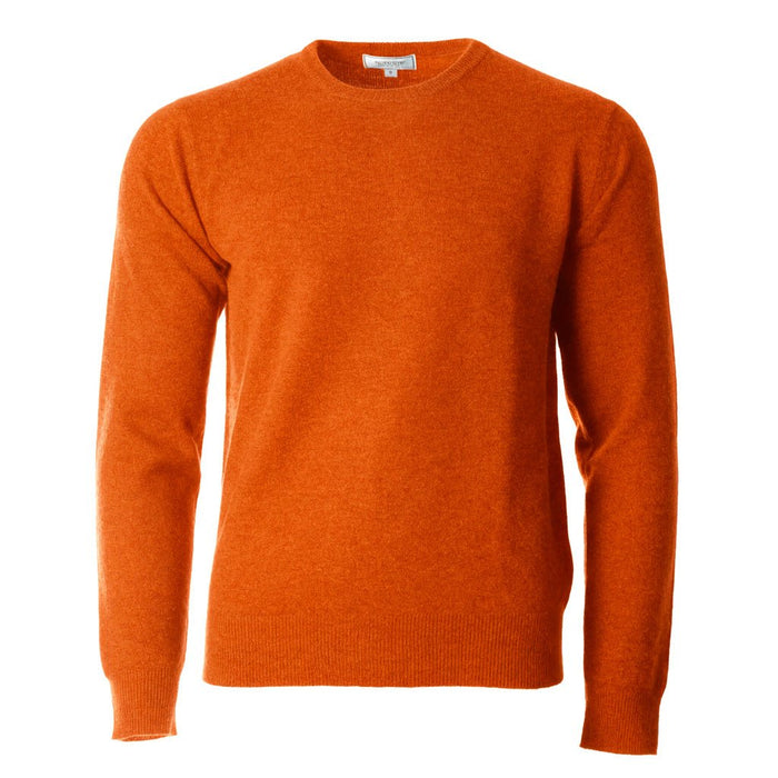100% Cashmere Men Crew Neck Jumper - Mandarin Orange - Heritage Of Scotland - S