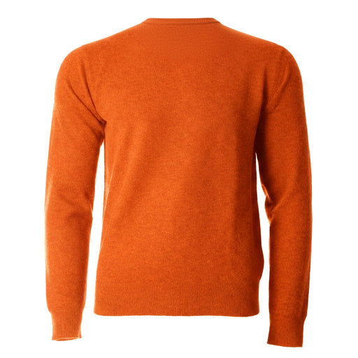 100% Cashmere Men Crew Neck Jumper - Mandarin Orange - Heritage Of Scotland - S