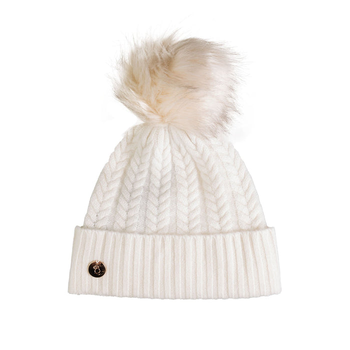 100% Cashmere New Georgie Hat Cloud/White Pom - Heritage Of Scotland - CLOUD/WHITE POM