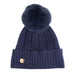 100% Cashmere New Georgie Hat Navy/Navy Pom - Heritage Of Scotland - NAVY/NAVY POM