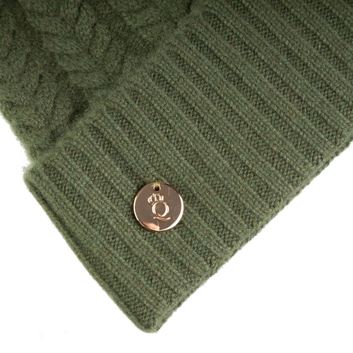 100% Cashmere New Georgie Hat Olive/Olive Pom - Heritage Of Scotland - OLIVE/OLIVE POM