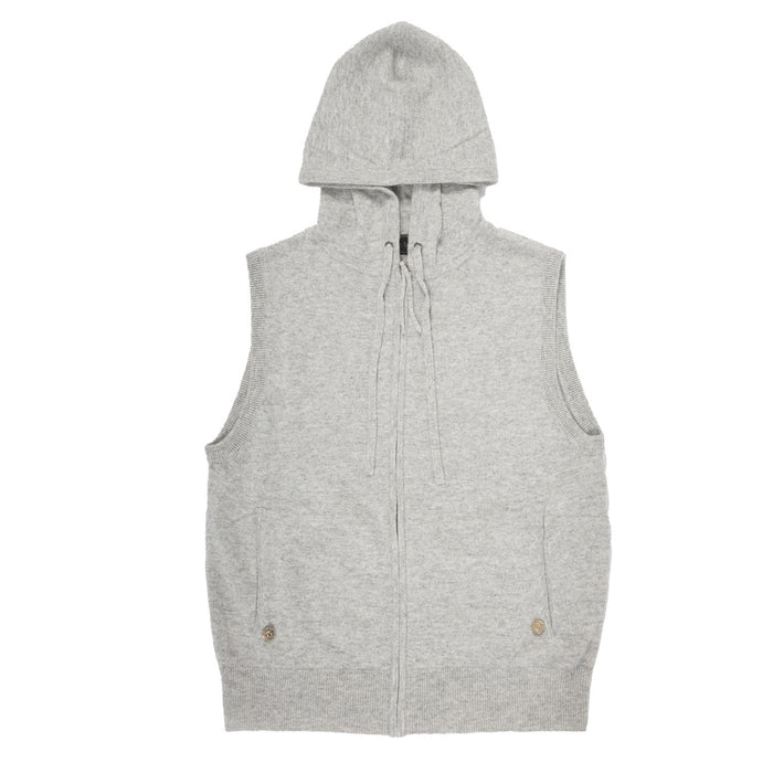 100% Cashmere Sleeveless Hoodie Silver Clay - Heritage Of Scotland - SILVER CLAY