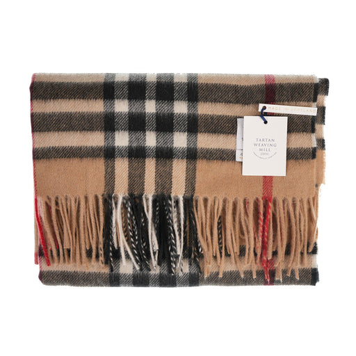 100% CASHMERE SOLID WARM CAMEL CHECK LUXURY STOLE - Heritage Of Scotland - WARM CAMEL THOMSON